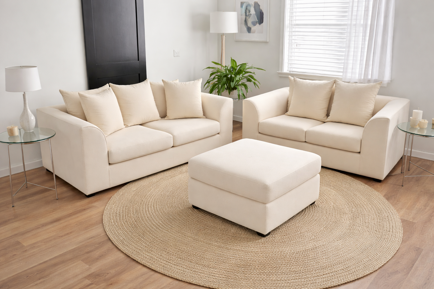 Dylon 3+2 Sofa Set in Cream with Footstool