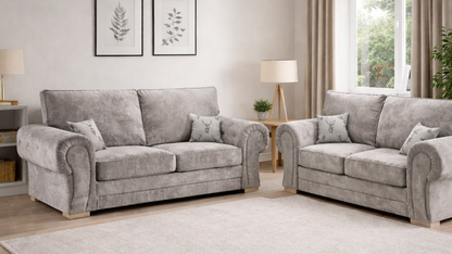 Verona Sofa Set 2 & 3 Seater | Light Grey Fabric Sofa