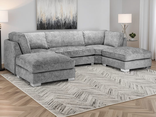 Bishop Alaska Platinum Fullback U-Shape Sofa