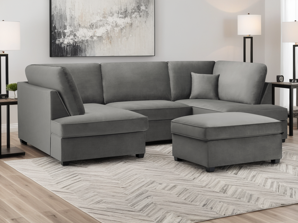 Carnaby Cinema U-Shape Sofa Plush Grey