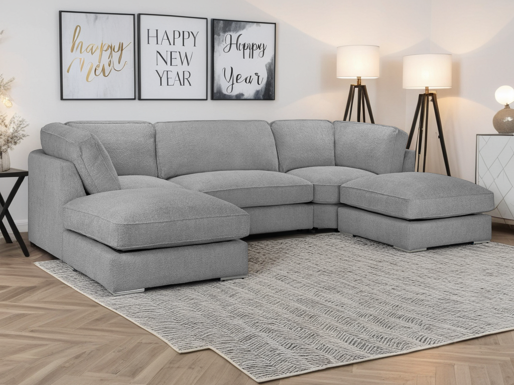 Inga Fullback Grey U Shape Corner Sofa