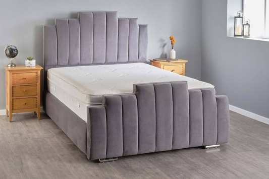 Luxury Velvet Panel Bed Frame with Mattress Options