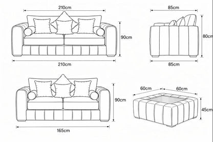 Lilly 3+2 Seater Sofa Set with Coffee Table