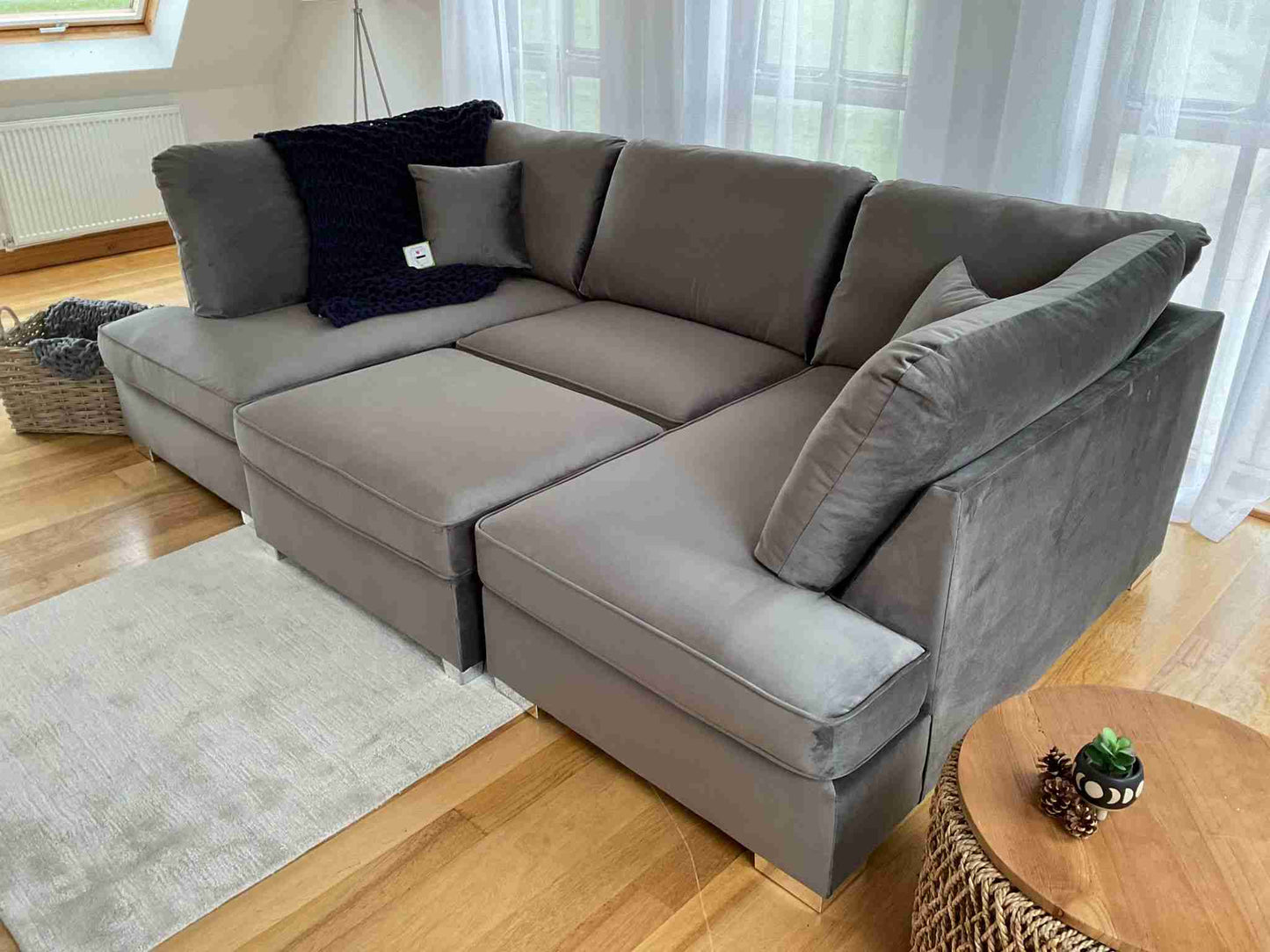 Carnaby Cinema U-Shape Sofa Plush Grey