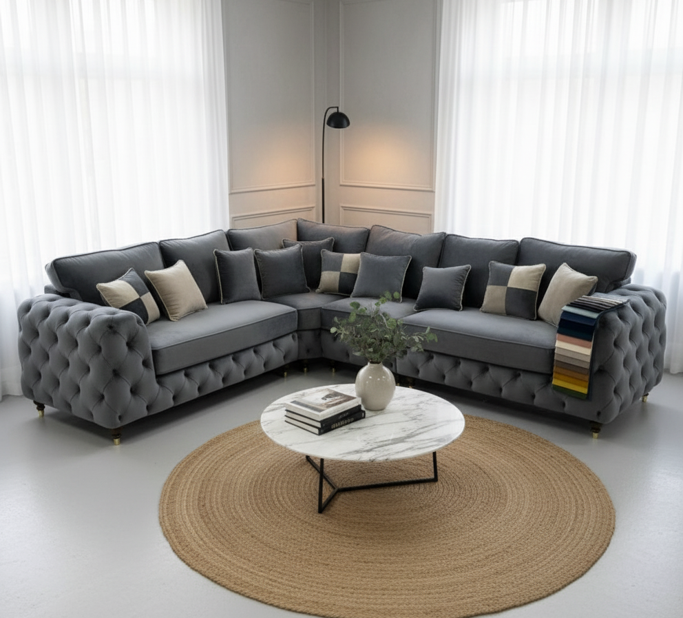 Ashton Corner Sofa in Gray – Modern Comfort for Your Living Room
