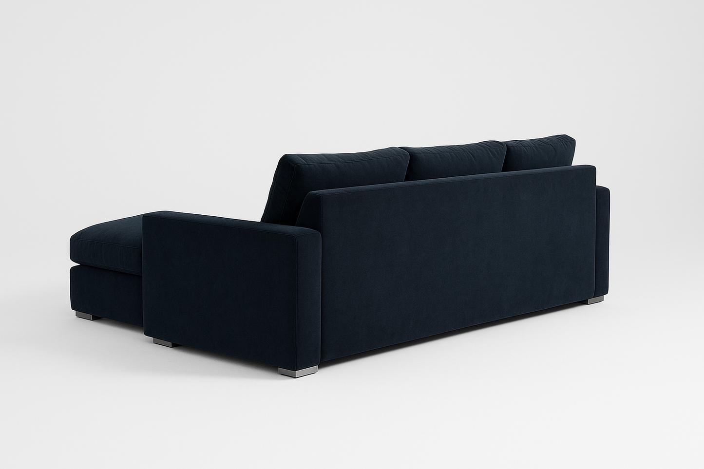 Navy Velvet L Shape Sofa UK – Luxury Plush Corner Sofa with Left Hand Chaise