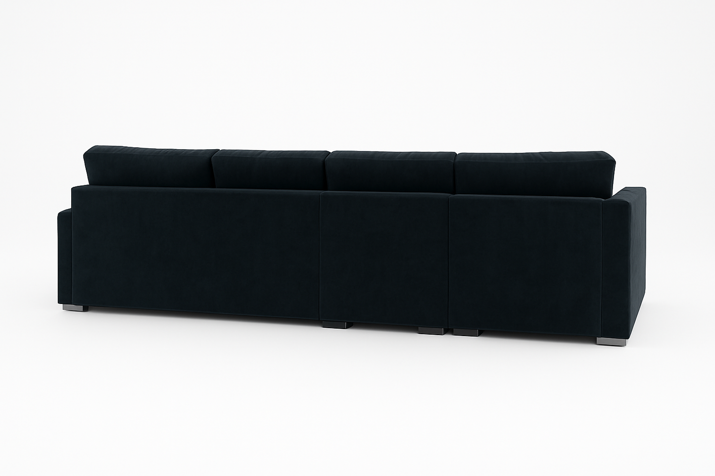 Bishop U-Shaped Velvet Sectional Sofa with Chaise — Black & Navy