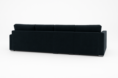 Bishop U-Shaped Velvet Sectional Sofa with Chaise — Black & Navy