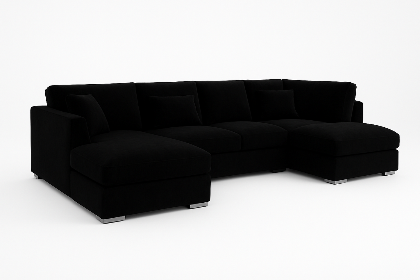 Bishop U-Shaped Velvet Sectional Sofa with Chaise — Black & Navy
