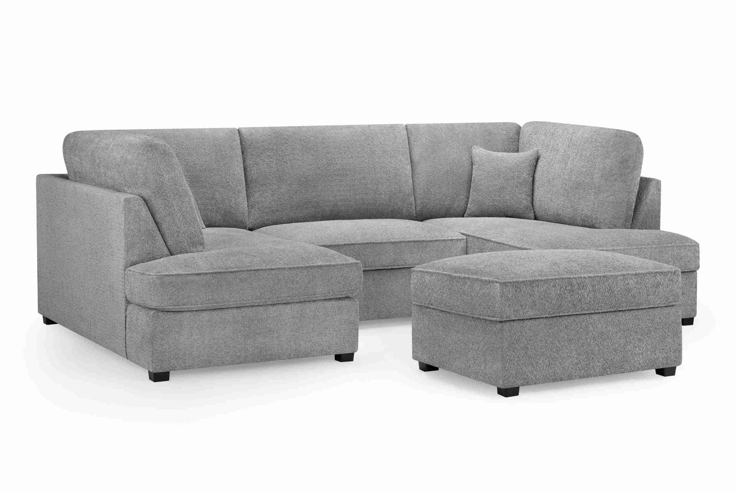 Carnaby Cinema U-Shape Sofa Boucle Teddy Bear Fabric Grey