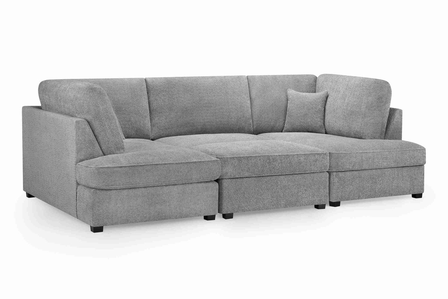 Carnaby Cinema U-Shape Sofa Boucle Teddy Bear Fabric Grey