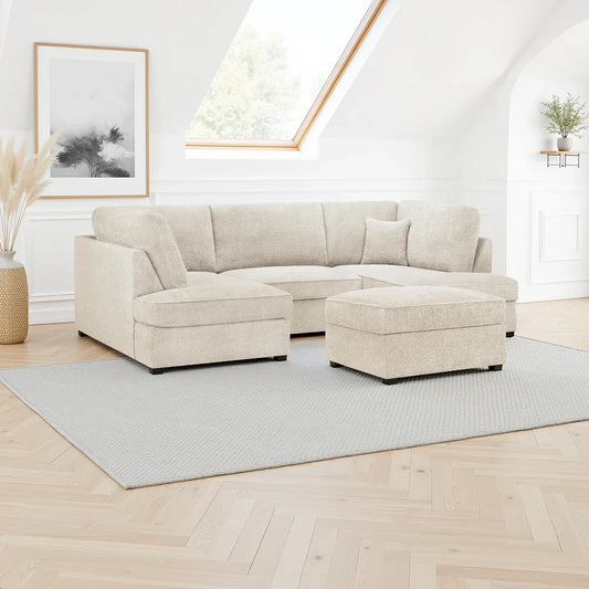 Carnaby Sofa Beige Boucle U Shape Corner