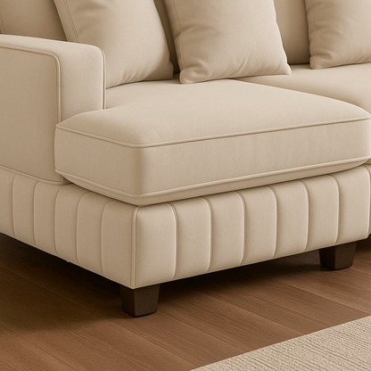 Lilly U-Shaped Corner Sofa – Light Cream