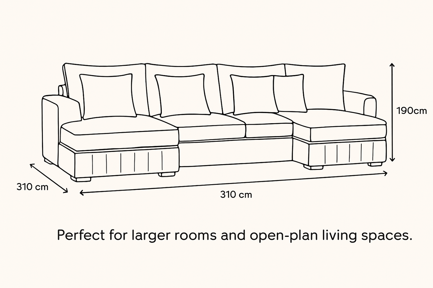 Lilly U-Shaped Corner Sofa – Light Cream