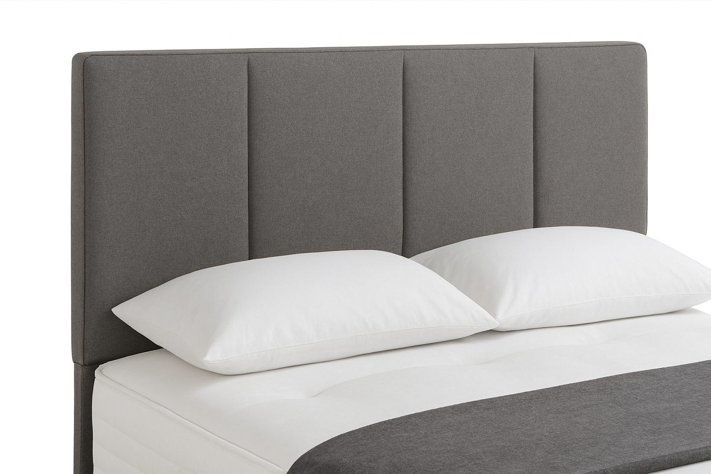 Grey Divan Bed with Mattress | Upholstered Panel Headboard | UK Sizes
