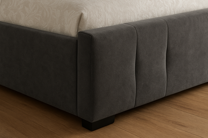 Luxury Upholstered Velvet Bed with Diamond Button Detailing