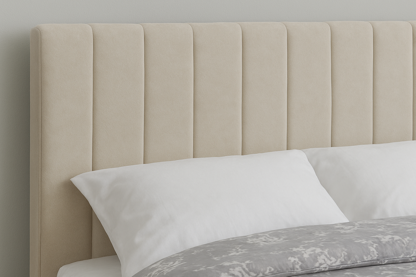 Luxury Upholstered Bed Frame with Fluted Headboard & Optional Mattress