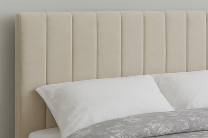 Luxury Upholstered Bed Frame with Fluted Headboard & Optional Mattress