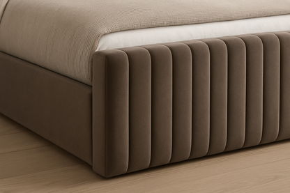 Luxury Velvet Upholstered Bed Frame with Wingback Headboard