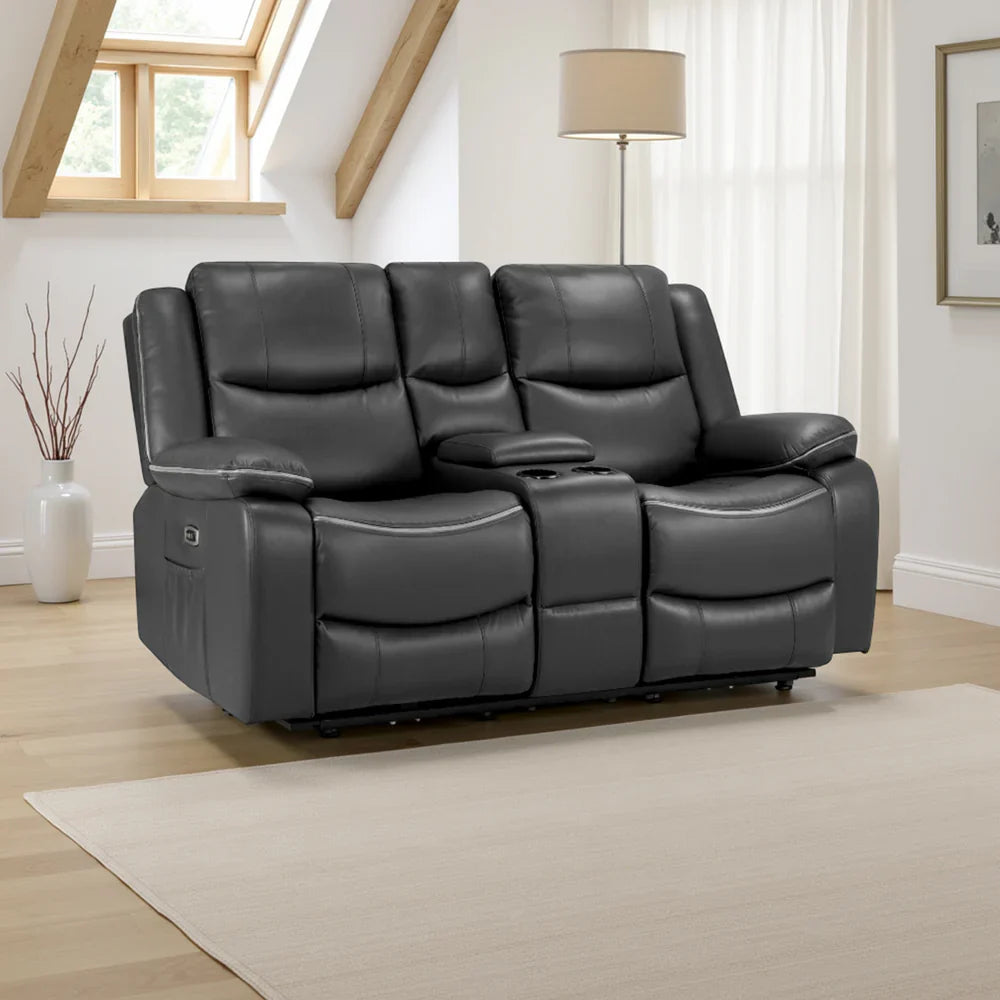 Harald Electric Recliner Sofa Black 2 Seater