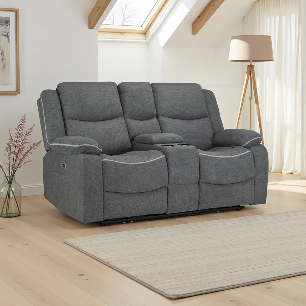 Harald Electric Recliner Sofa Grey 2 Seater