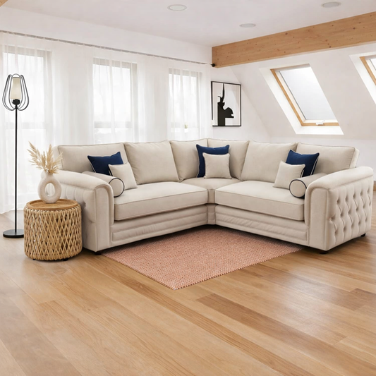 Harrison Corner Sofa in Cream – Elegant, Spacious & Comfortable
