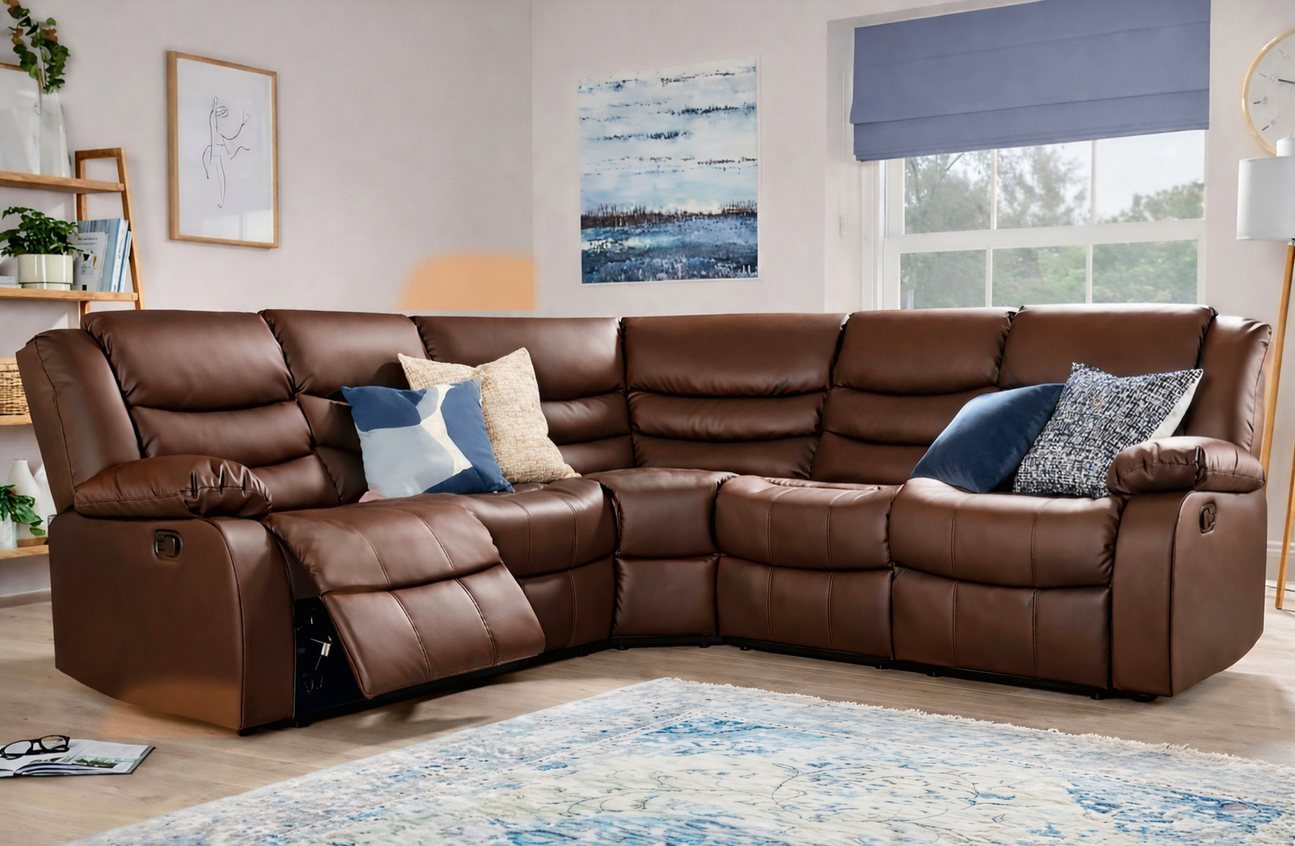 Brown Luxury 5 Seater Corner Sofa UK – Modern L Shape | Free Delivery