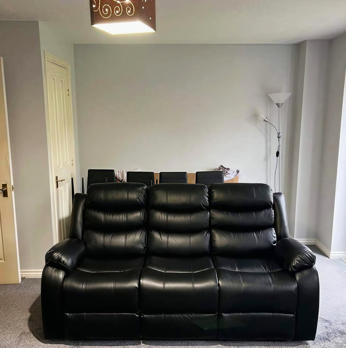 Harald Luxury Recliner Sofa UK – 3 Seater Leather Sofa | Black Brown Grey