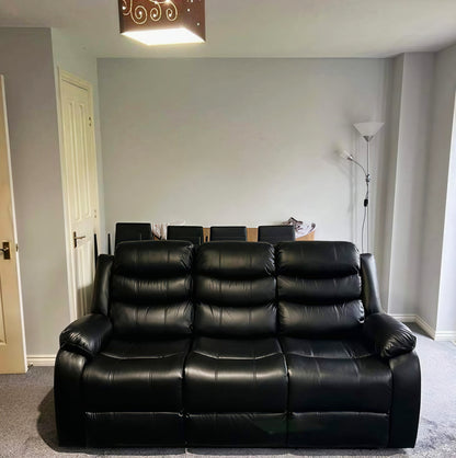 Harald Luxury Recliner Sofa UK – 3 Seater Leather Sofa | Black Brown Grey