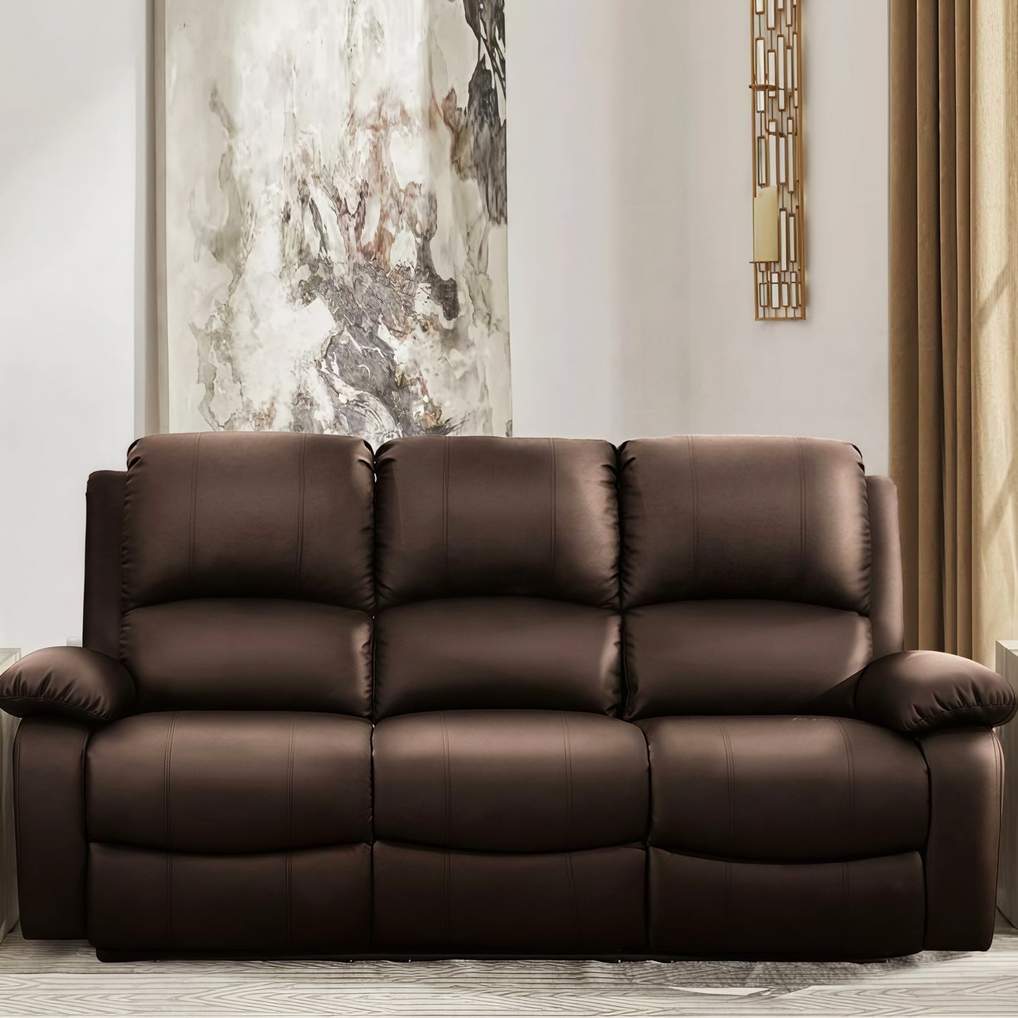 Harald Luxury Recliner Sofa UK – 3 Seater Leather Sofa | Black Brown Grey