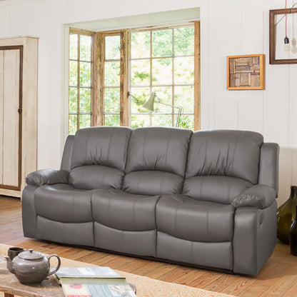 Harald Luxury Recliner Sofa UK – 3 Seater Leather Sofa | Black Brown Grey