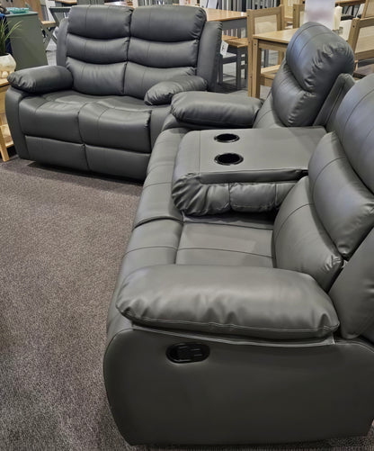 Luxury 3+2 Recliner Sofa Set – Black, Grey & Brown | Premium Comfort UK