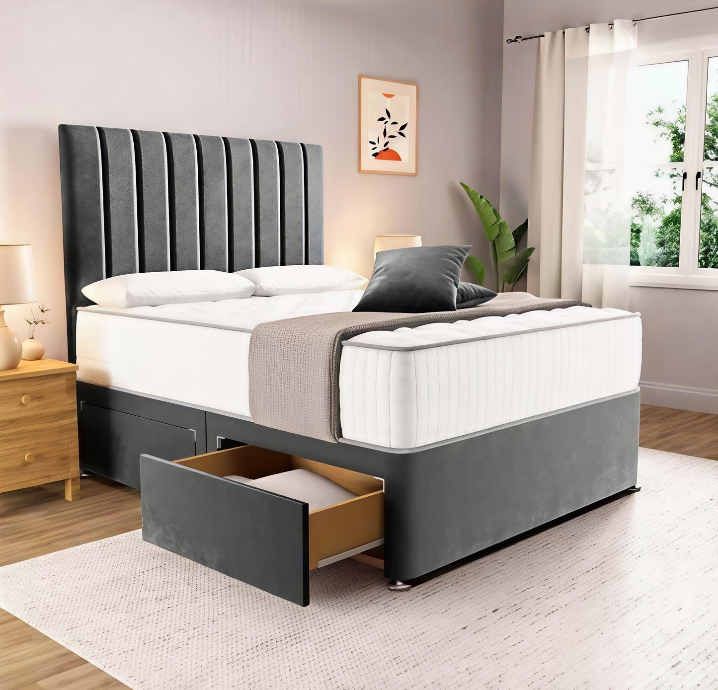 Luxury Divan Bed UK with Storage – Upholstered Bed Frame | Single, Double, King & Super King | Free Delivery