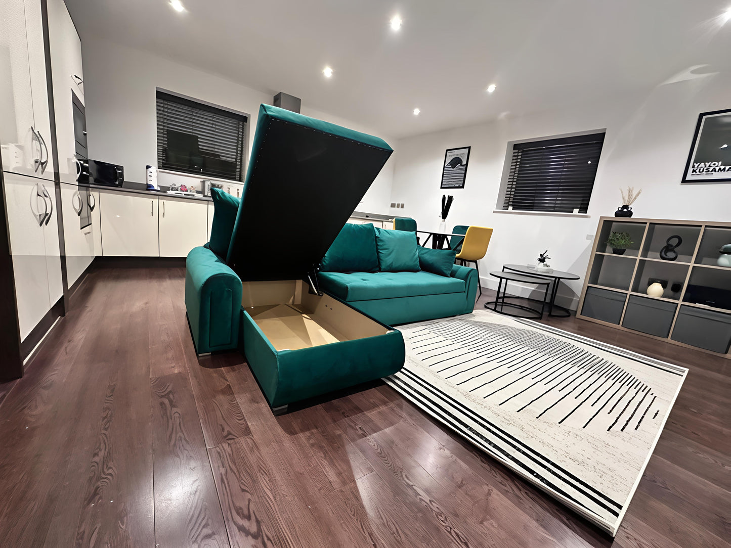 Berlin Universal Corner Sofa Bed with Storage – Teal – Left or Right Facing – Modern Convertible Sofa Bed UK