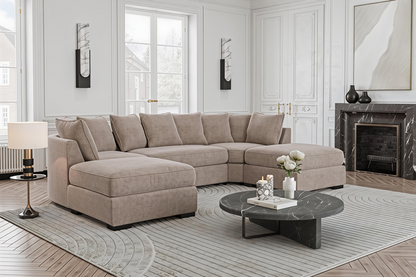 Luxury Sand U Shape Sofa UK – Bishop Large Corner Sofa for Modern Living Rooms