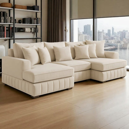 Light Cream U Shape Sofa UK – Lilly Large Corner Sofa with Deep Seating for Modern Living Rooms
