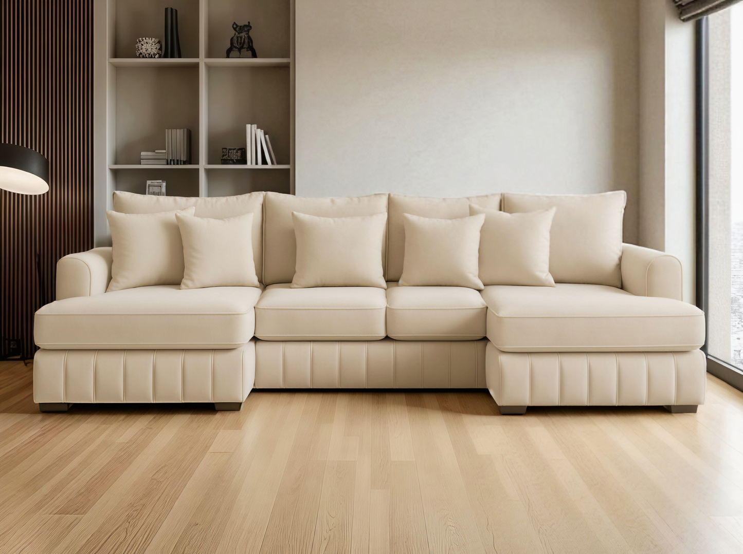 Light Cream U Shape Sofa UK – Lilly Large Corner Sofa with Deep Seating for Modern Living Rooms