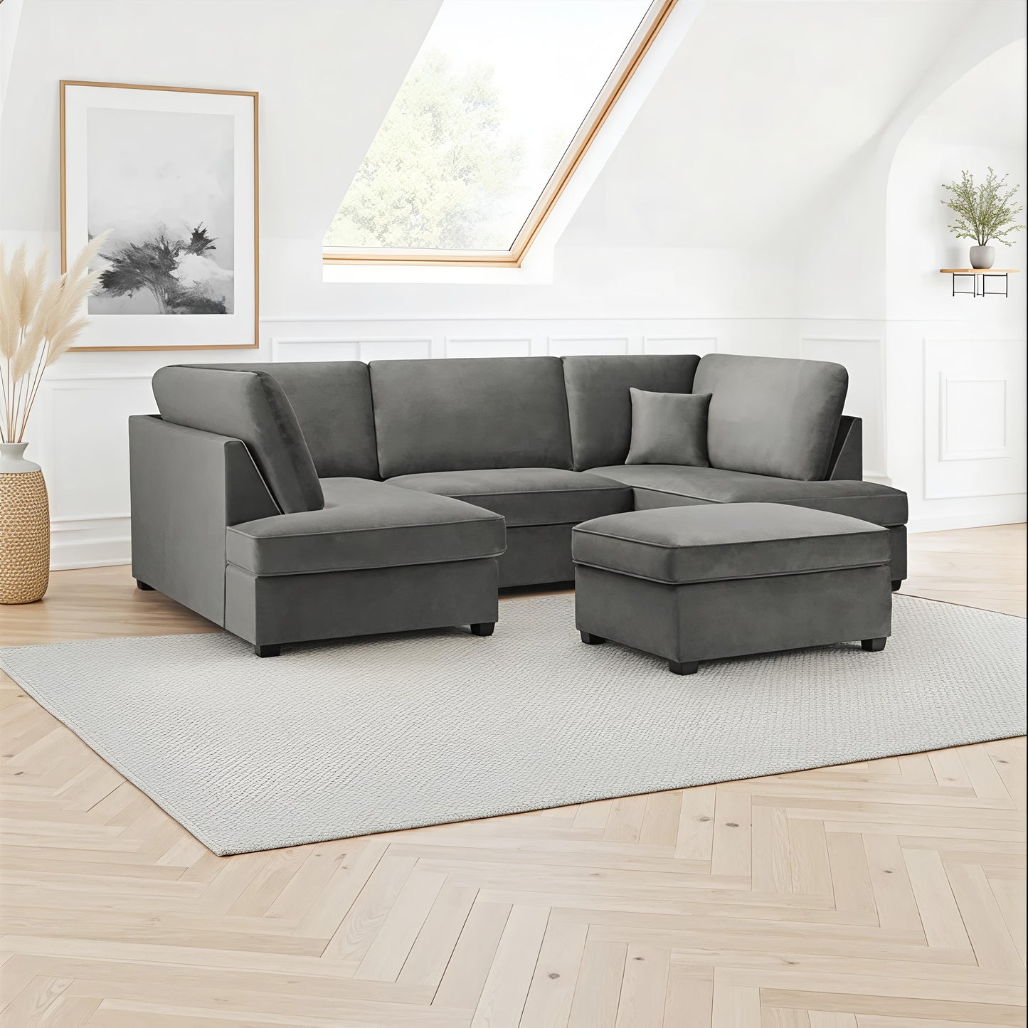 Carnaby Cinema U Shape Corner Sofa Grey | Large Family Sofa UK