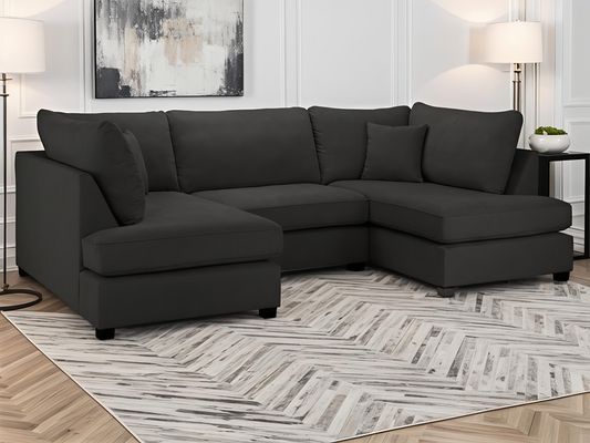 Black U Shape Sofa UK – Carnaby Cinema Large Family Corner Sofa for Modern Living Rooms