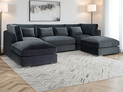 Slate Grey U Shape Sofa UK – Beatrix Luxury Velvet Corner Sofa for Modern Living Rooms
