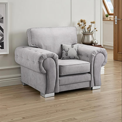 Verona Grey Armchair UK – Luxury Fabric Accent Chair for Modern Living Rooms