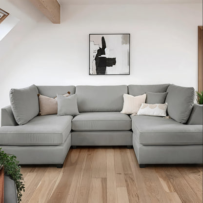 Aspen Light Grey U Shape Corner Sofa – Modern Fabric Family Sofa UK