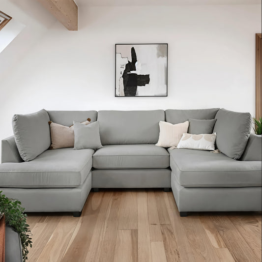 Aspen Light Grey U Shape Corner Sofa – Modern Fabric Family Sofa UK