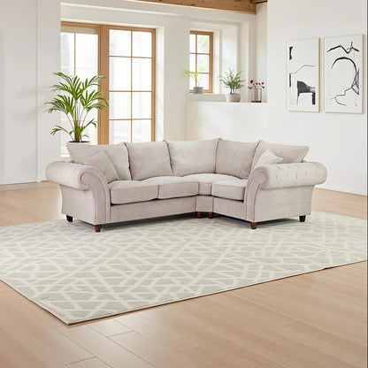 Verona Cream Corner Sofa - Luxury Chesterfield Fabric Corner Sofa UK