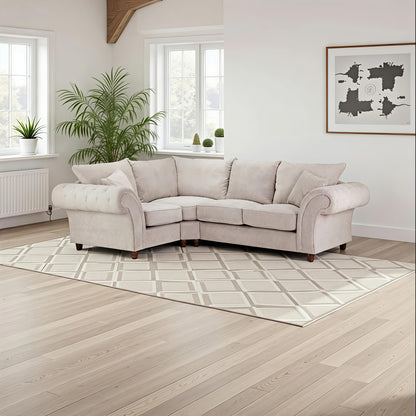 Verona Cream Corner Sofa – Luxury Chesterfield Fabric Corner Sofa UK