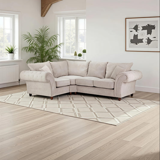 Verona Cream Corner Sofa – Luxury Chesterfield Fabric Corner Sofa UK