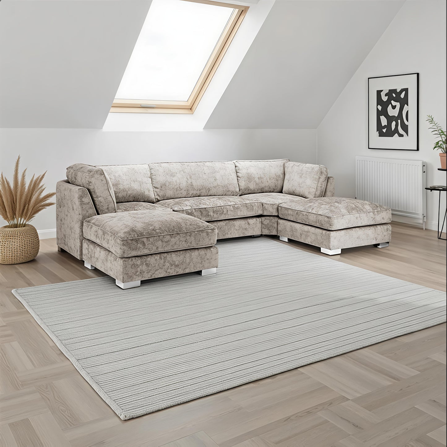 Bishop Truffle U-Shape Corner Sofa UK – Luxury Fullback Fabric Sofa for Modern Living Rooms