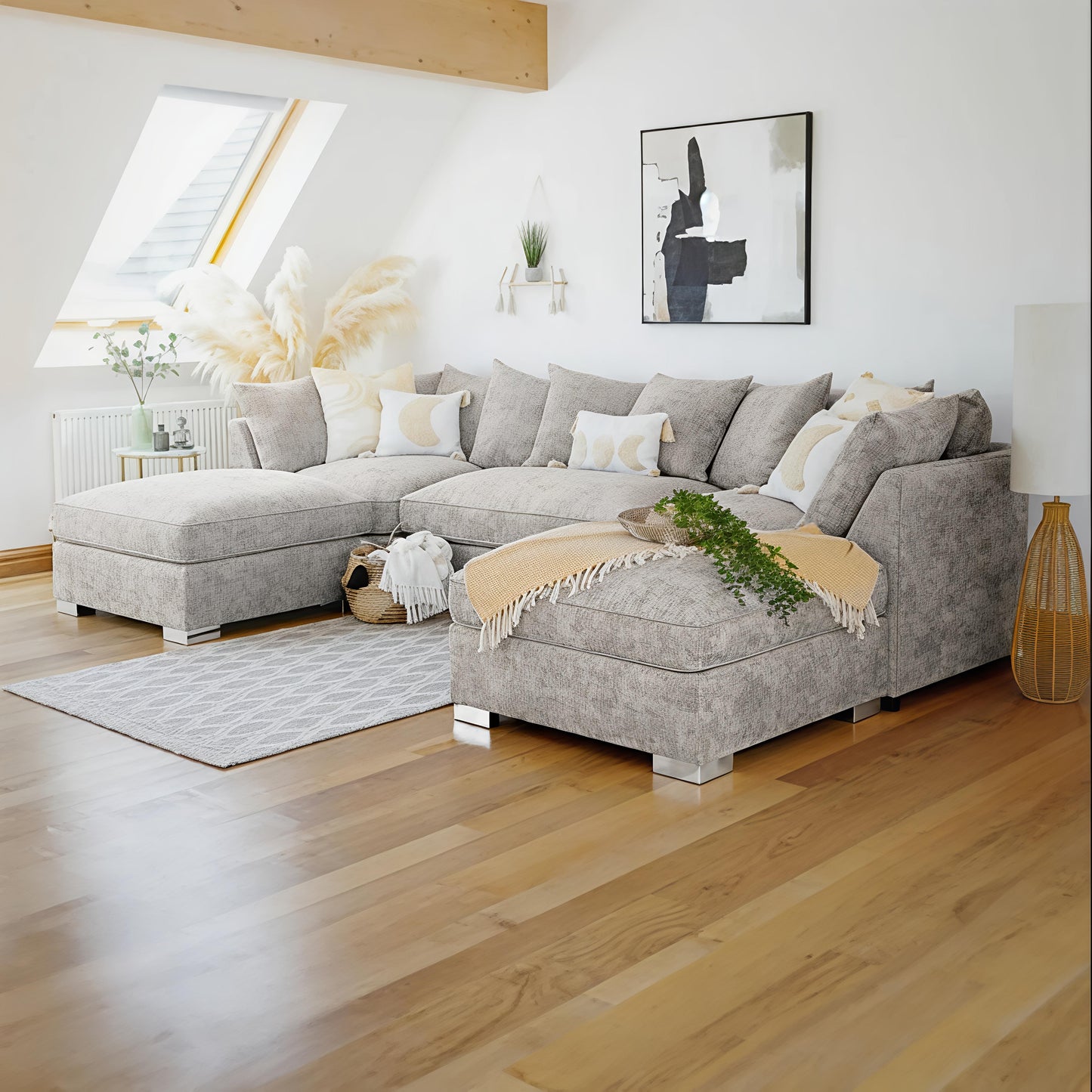 Bishop Scatterback Sofa Truffle U Shape Corner – Luxury Fabric Corner Sofa UK