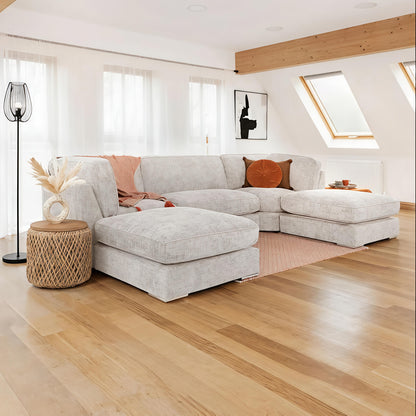 Esma Ivory U-Shape Corner Sofa – Modern Comfortable Family Sofa