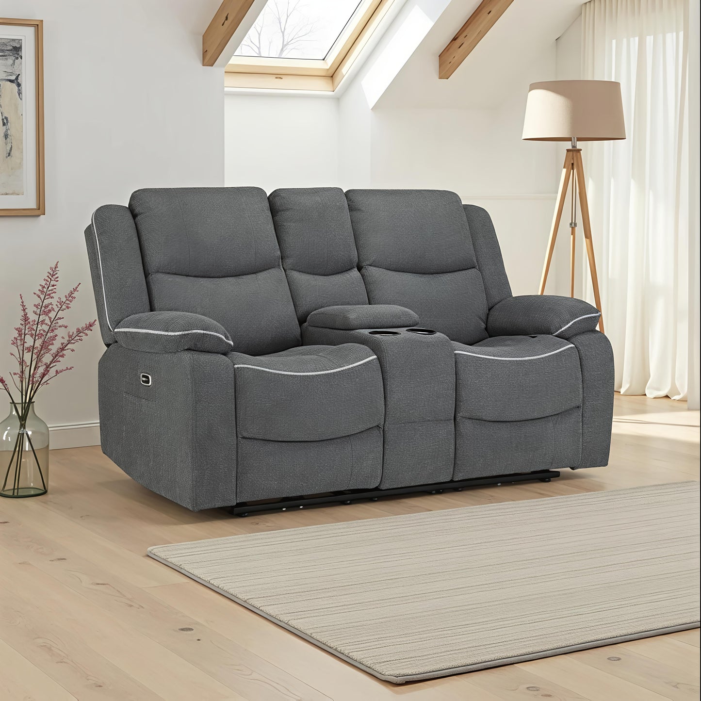 Harald Electric Recliner Sofa – Grey 2 Seater, Premium Comfort